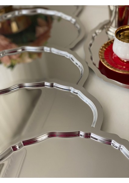 Şık Dalgalı Çelik Oval Servis ve Sunum Tepsisi, 6'lı Paket fiyatları
