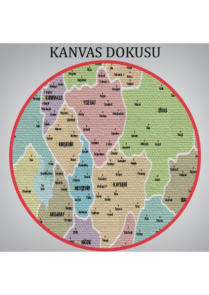 Eğitici Il ve Ilçe Detaylı Türkiye Haritası, Harita Dekoratif Kanvas Tablo, Duvar Dekoru 3044