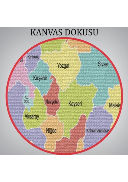 Eğitici Sınır Komşulu Türkiye Haritası, Harita Dekoratif Kanvas Tablo, Duvar Dekoru 3095
