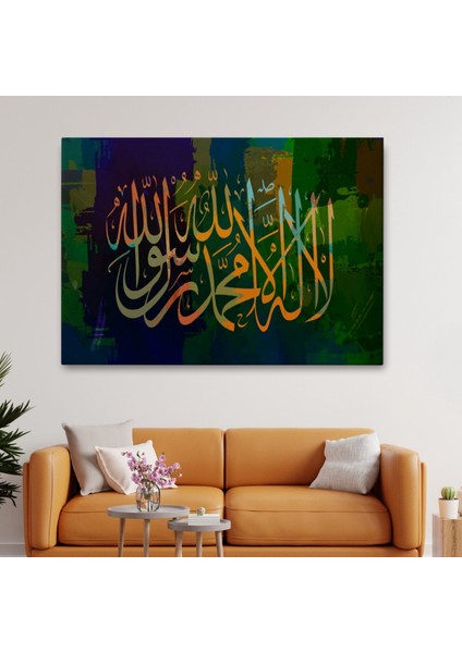 Allah'tan Başka Ilah Yoktur; Hz Muhammed Onun Kulu ve Elçisidir, Hat Dekoratif Kanvas Tablo 3422 fiyatları