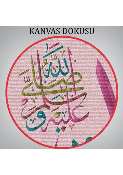 Sallallahu Aleyhi ve Sellem Yazılı Hat Sanatı Dekoratif Kanvas Tablo, Duvar Dekoru 3374