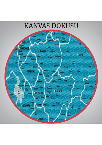 Eğitici Il ve Ilçe Detaylı Türkiye Haritası, Harita Dekoratif Kanvas Tablo, Duvar Dekoru 3031