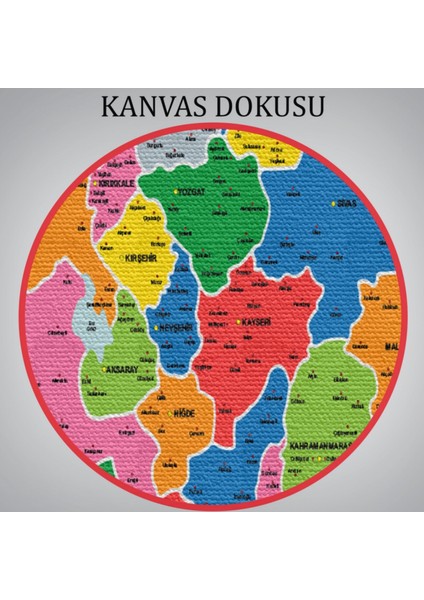 Komşulu Il ve Ilçe Detaylı Türkiye Haritası, Harita Dekoratif Kanvas Tablo, Duvar Dekoru 3023
