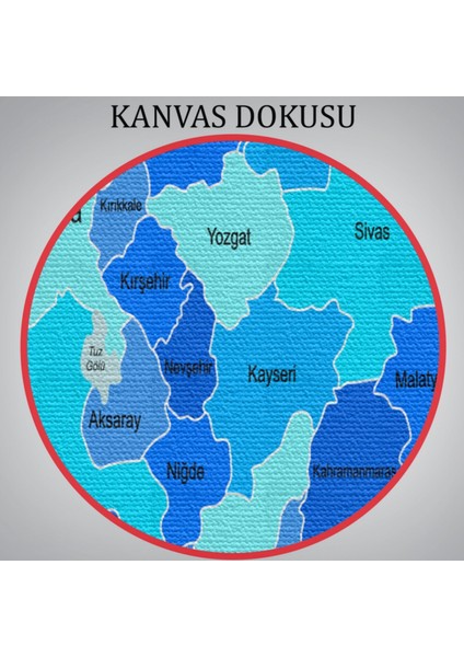 Eğitici Sınır Komşulu Türkiye Haritası, Harita Dekoratif Kanvas Tablo, Duvar Dekoru 3086