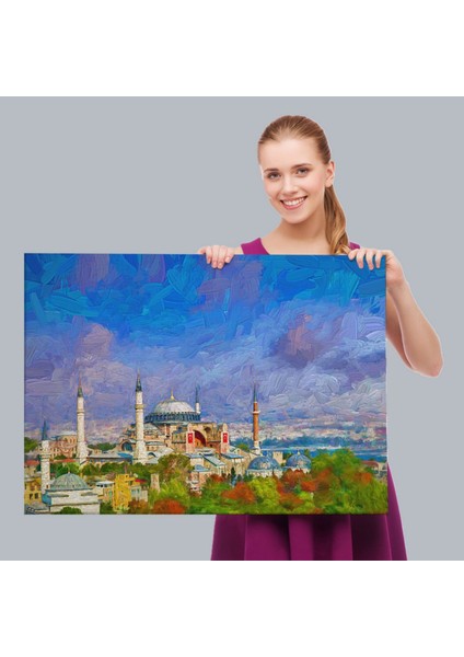 Yağlıboya Görünüm Ayasofya Camii Dekoratif Kanvas Tablo, Duvar Dekoru 3690