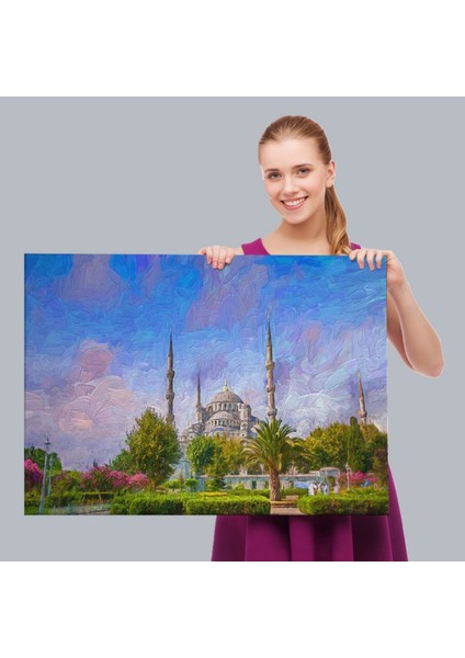Yağlıboya Görünüm Sultan Ahmet Camii Dekoratif Kanvas Tablo, Duvar Dekoru 3692