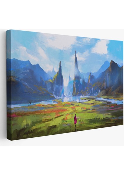 Yürüyüş Yapan Kadın ve Doğa Dekoratif Kanvas Tablo, Duvar Dekoru 5081