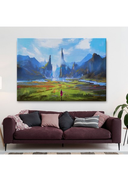 Yürüyüş Yapan Kadın ve Doğa Dekoratif Kanvas Tablo, Duvar Dekoru 5081 fiyatları