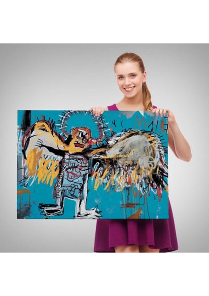 Düşmüş Melek Eseri Jean Michel Basquiat Dekoratif Kanvas Tablo, Duvar Dekoru 5000