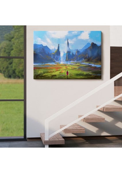 Yürüyüş Yapan Kadın ve Doğa Dekoratif Kanvas Tablo, Duvar Dekoru 5081 indirimleri
