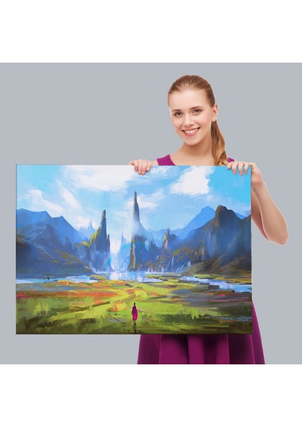 Yürüyüş Yapan Kadın ve Doğa Dekoratif Kanvas Tablo, Duvar Dekoru 5081