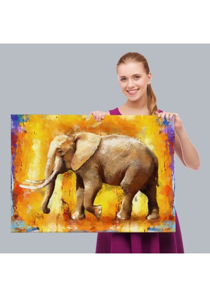 Yağlıboya Görünüm Yürüyen Fil Modern Sanat Dekoratif Kanvas Tablo, Duvar Dekoru 3688