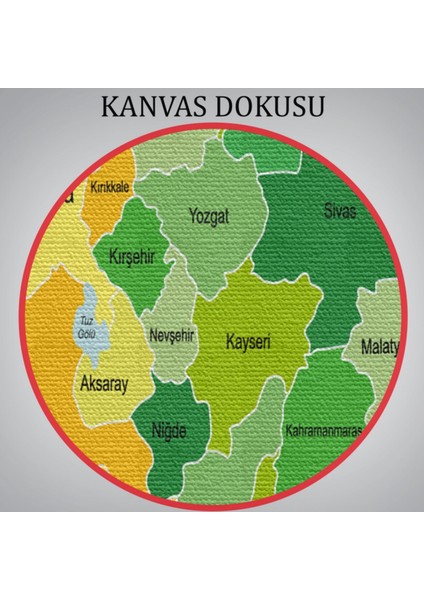 Eğitici Sınır Komşulu Türkiye Haritası, Harita Dekoratif Kanvas Tablo, Duvar Dekoru 3105