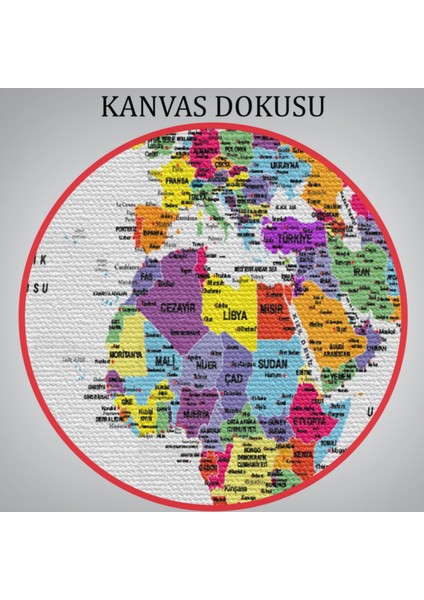 Detaylı ve Eğitici Türkçe Dünya Haritası, Harita Dekoratif Kanvas Tablo, Duvar Dekoru 1611