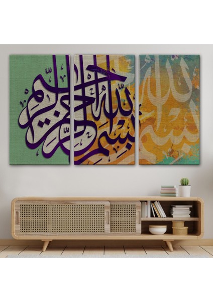 Bismillahirahmanirahim Yazılı Hat Sanatı Dekoratif Kanvas Tablo, Duvar Dekoru 3380 modelleri