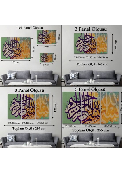 Bismillahirahmanirahim Yazılı Hat Sanatı Dekoratif Kanvas Tablo, Duvar Dekoru 3380 fırsatları