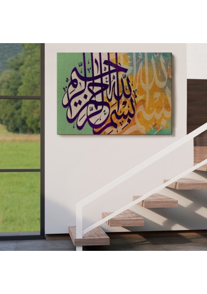 Bismillahirahmanirahim Yazılı Hat Sanatı Dekoratif Kanvas Tablo, Duvar Dekoru 3380 indirimleri