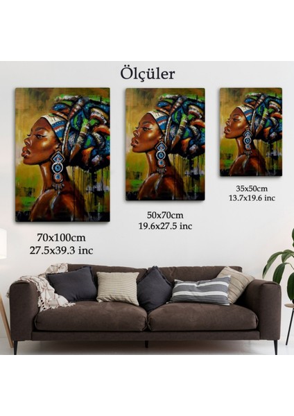 Afrikalı Siyahi Kadın Dekoratif Kanvas Tablo, Duvar Dekoru 5221 fırsatları