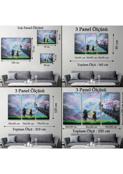 Ay'ı Izleyen Çocuklar Dekoratif Kanvas Tablo, Duvar Dekoru 3470 fırsatları