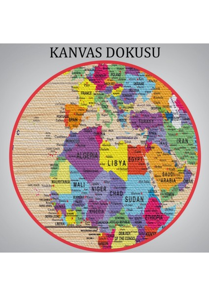 Detaylı Ahşap Görünümlü Ingilizce Dünya Haritası Dekoratif Kanvas Tablo, Duvar Dekoru 1790