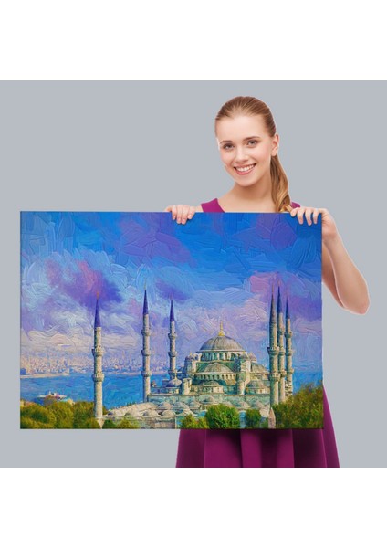 Yağlıboya Görünüm Sultan Ahmet Camii Dekoratif Kanvas Tablo, Duvar Dekoru 3691