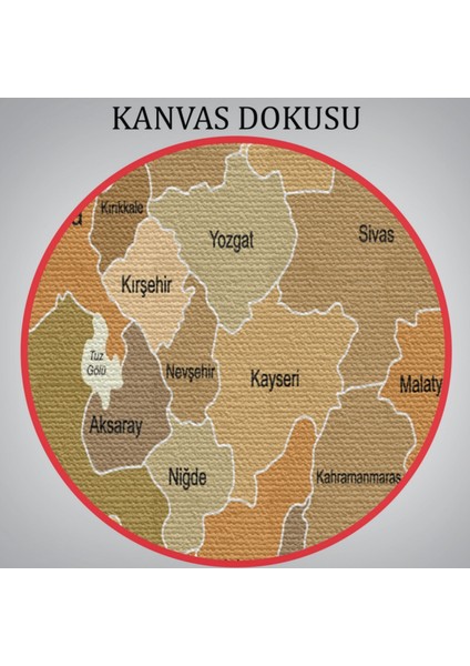 Eğitici Sınır Komşulu Türkiye Haritası, Harita Dekoratif Kanvas Tablo, Duvar Dekoru 3104
