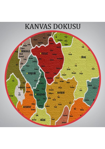 Eğitici Il ve Ilçe Detaylı Türkiye Haritası, Harita Dekoratif Kanvas Tablo, Duvar Dekoru 3028