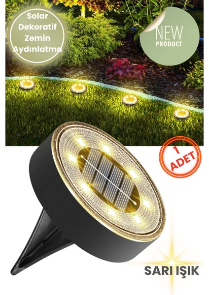 8 Led’li Solar Bahçe Lambası | 1 Adet | Su Geçirmez | Otomatik Sensörlü | Bahçe Aydınlatma | Sarı Işık