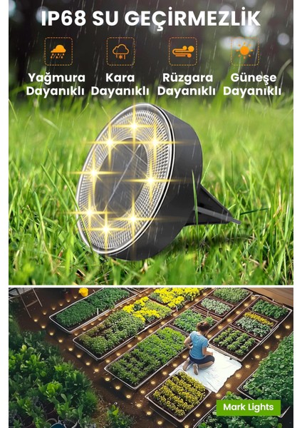 8 Led’li Solar Bahçe Lambası | 1 Adet | Su Geçirmez | Otomatik Sensörlü | Bahçe Aydınlatma | Sarı Işık modelleri