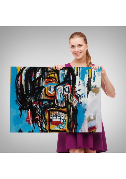 Untitled Kafatası Jean Michel Basquiat Dekoratif Kanvas Tablo, Duvar Dekoru 5031