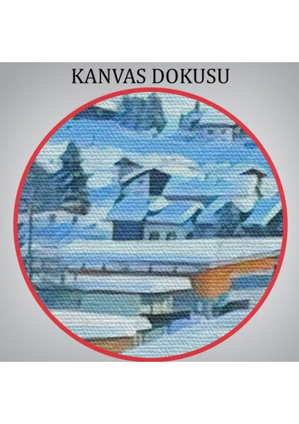 Dağ Köyü ve Kar Dekoratif Kanvas Tablo, Duvar Dekoru 5912