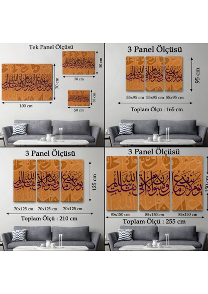 Yalnız Temiz Bir Kalple Allah'a Varan Kurtulur, Yazılı Hat Dekoratif Kanvas Tablo 3363 fırsatları