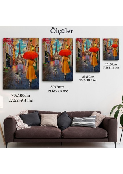 Yağlıboya Görünüm Eyfel Kulesi ve Kadın Dekoratif Kanvas Tablo, Duvar Dekoru 5950 fırsatları