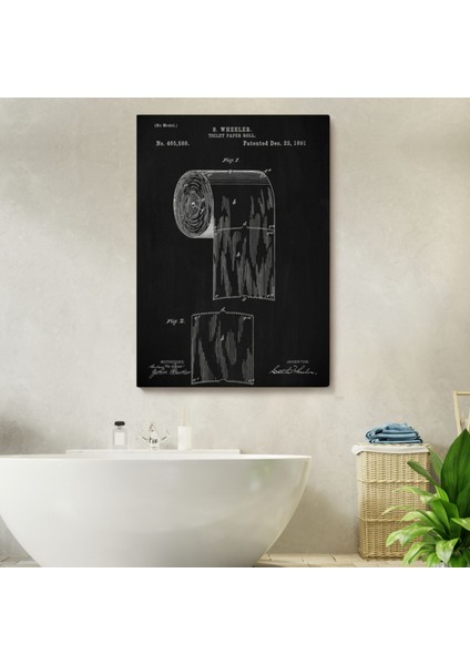 Rulo Tuvalet Kağıdı Patent Çizimi Dekoratif Kanvas Tablo, Duvar Dekoru 5242 fiyatları
