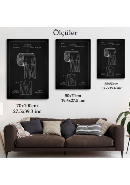 Rulo Tuvalet Kağıdı Patent Çizimi Dekoratif Kanvas Tablo, Duvar Dekoru 5242 fırsatları