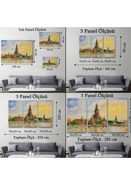Tayland Bangkok Wat Arun Tapınağı Dekoratif Kanvas Tablo, Duvar Dekoru 3622 fırsatları