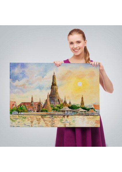 Tayland Bangkok Wat Arun Tapınağı Dekoratif Kanvas Tablo, Duvar Dekoru 3622