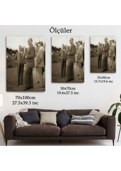 Atatürk, Celal Bayar ve Kılıç Ali Muhafız Alayında Dekoratif Kanvas Tablo, Duvar Dekoru 6259 fırsatları