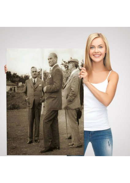 Atatürk, Celal Bayar ve Kılıç Ali Muhafız Alayında Dekoratif Kanvas Tablo, Duvar Dekoru 6259
