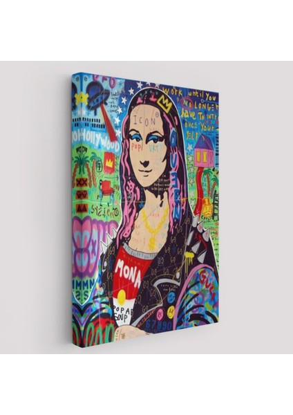 Banksy Popart Sokak Sanatı, Mona Lisa Dekoratif Kanvas Tablo, Duvar Dekoru 5305