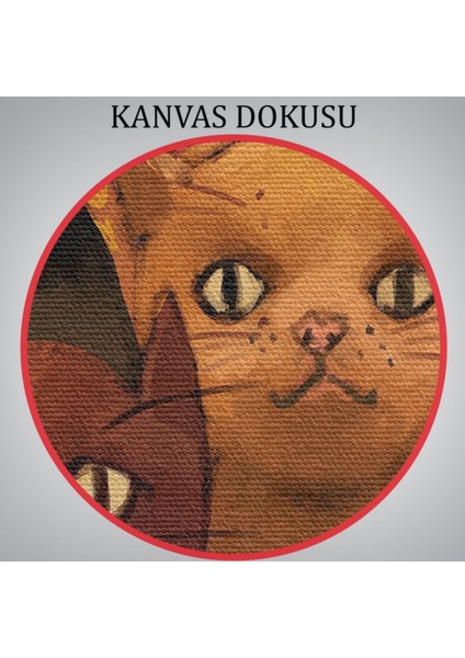 Yağlıboya Görünüm Kediler Soyut Çalışma Dekoratif Kanvas Tablo, Duvar Dekoru 3465