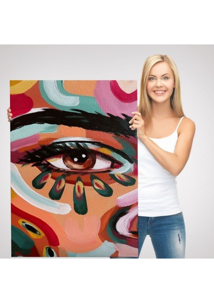 Yağlıboya Görünüm Renkli Kadın Dekoratif Kanvas Tablo, Duvar Dekoru 6321