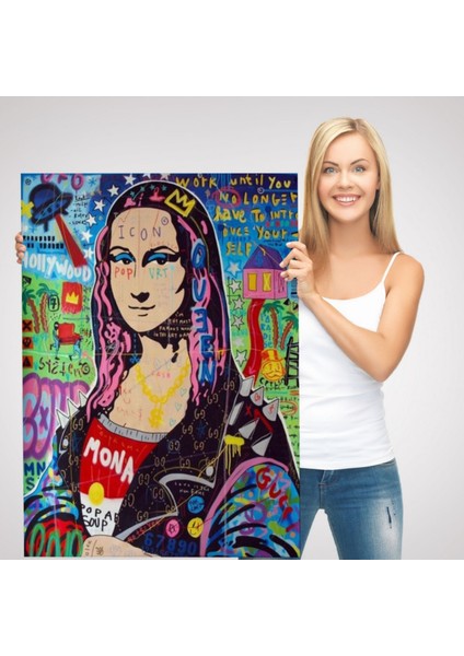 Banksy Popart Sokak Sanatı, Mona Lisa Dekoratif Kanvas Tablo, Duvar Dekoru 5305