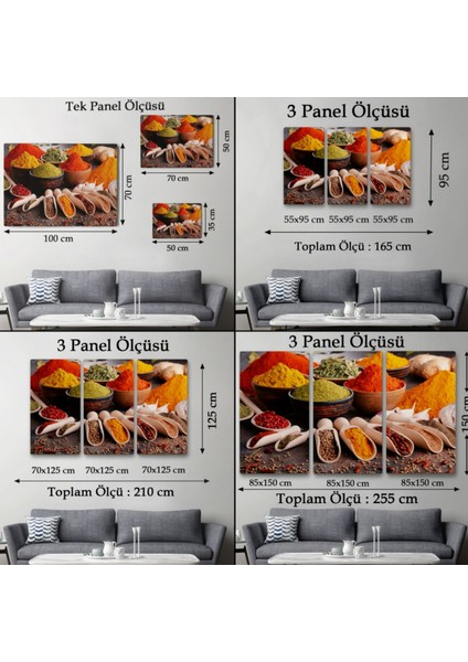 Mutfak Masasındaki Baharatlar Dekoratif Kanvas Tablo, Duvar Dekoru 3518 fırsatları