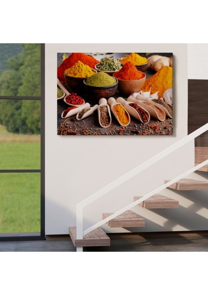 Mutfak Masasındaki Baharatlar Dekoratif Kanvas Tablo, Duvar Dekoru 3518 indirimleri