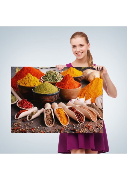 Mutfak Masasındaki Baharatlar Dekoratif Kanvas Tablo, Duvar Dekoru 3518