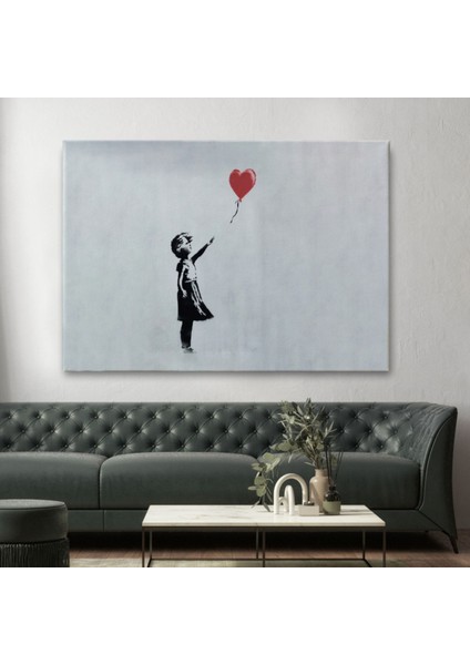 Kırmızı Balonu Uçan Kız Banksy Dekoratif Kanvas Tablo, Duvar Dekoru 5059 fiyatları