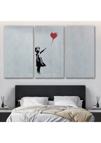Kırmızı Balonu Uçan Kız Banksy Dekoratif Kanvas Tablo, Duvar Dekoru 5059 modelleri