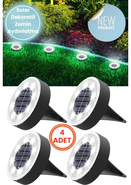 8 Led’li Solar Bahçe Lambası | 4 Adet | Su Geçirmez | Otomatik Sensörlü | Bahçe Aydınlatma | Beyaz Işık