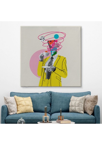 Popart Kahvesini Yudumlayan Çizgi Roman Kahramanı Dekoratif Kanvas Tablo, Duvar Dekoru 5066 fiyatları